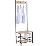 Casa si Gradina - Mobilier - Organizare si depozitare - Cuiere - Cuier si suport pantofi Skalo, negru, 60x40x175 cm, - Infinity.ro