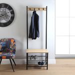 Casa si Gradina - Mobilier - Organizare si depozitare - Cuiere - Cuier si suport pantofi Skalo, negru, 60x40x175 cm, - Infinity.ro