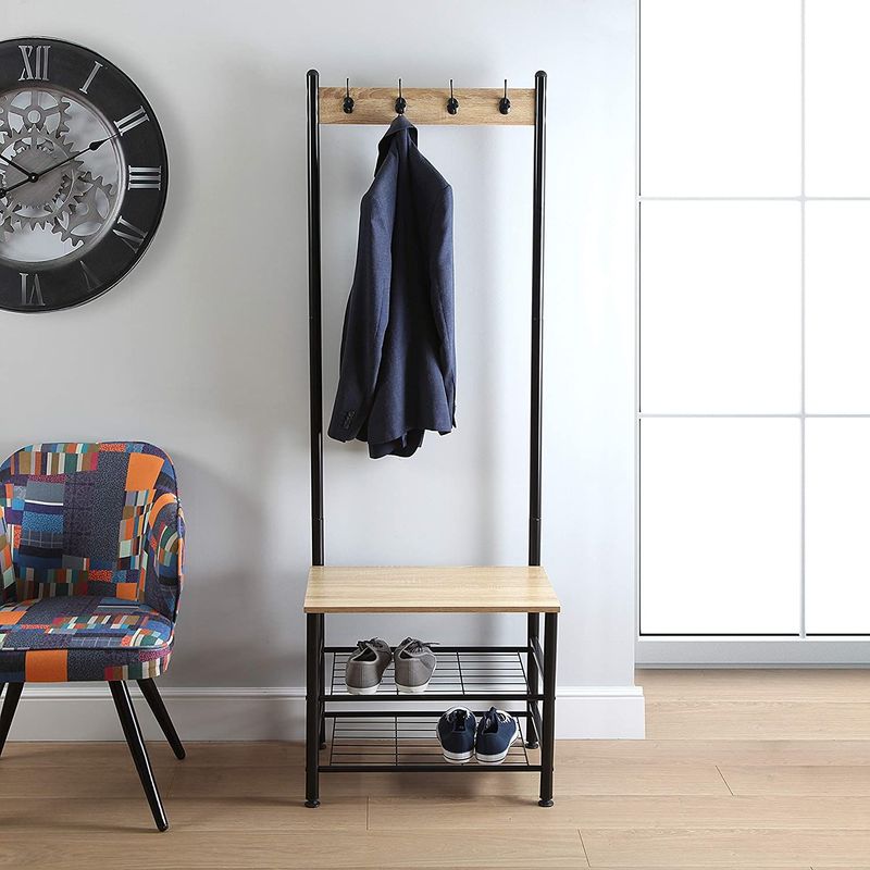 Casa si Gradina - Mobilier - Organizare si depozitare - Cuiere - Cuier si suport pantofi Skalo, negru, 60x40x175 cm, - Infinity.ro