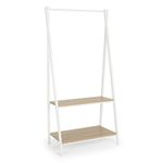 Casa si Gradina - Mobilier - Organizare si depozitare - Cuiere - Suport haine metalic Herning, stejar alb si alb, 64x40x150 cm - Infinity.ro
