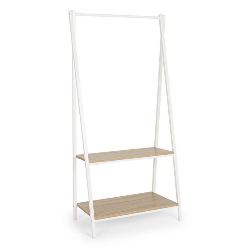 Casa si Gradina - Mobilier - Organizare si depozitare - Cuiere - Suport haine metalic Herning, stejar alb si alb, 64x40x150 cm - Infinity.ro