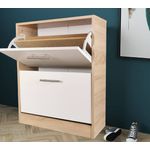 Casa si Gradina - Mobilier - Organizare si depozitare - Organizator incaltaminte - Pantofar Ancona cu doua sertare, stejar alb si alb, 63x24x81.5 cm - Infinity.ro