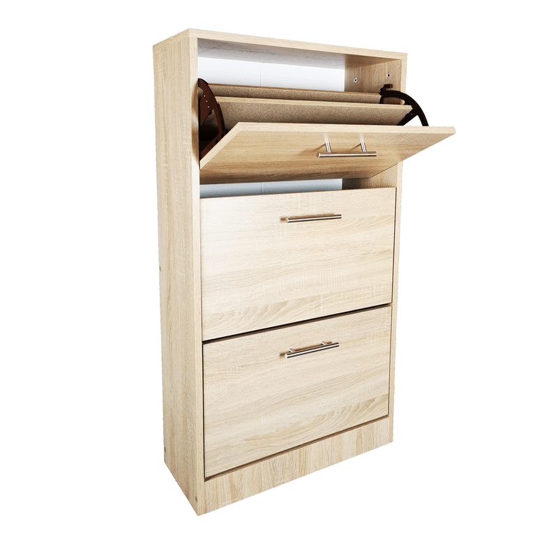 Casa si Gradina - Mobilier - Organizare si depozitare - Organizator incaltaminte - Pantofar Vario cu trei sertare, stejar alb, 63x24x117 cm - Infinity.ro