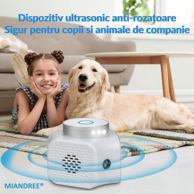 Casa si Gradina - Gradinarit si plante - Intretinere gradina - Articole daunatori gradina - Aparat Anti Rozatoare cu Ultrasunete, MIANDREE®, Tehnologie Duala, Anti Soareci, Sobolani, Acoperire 120m², Actiune 360° - Infinity.ro