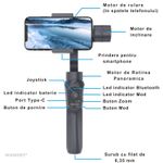 TV, Audio-Video si Foto - Aparate foto si accesorii - Accesorii foto si video - Stabilizatoare de imagine - Stabilizator pentru Telefon MIANDREE® F10 Pro Gimbal - Stabilizare pe 3 Axe, Bluetooth, Aplicatie iOS & Android - Infinity.ro