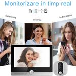 Casa si Gradina - Electrice - Smart Home - Control acces si accesorii - Vizor Electronic Inteligent Wi-Fi, MIANDREE®, Camera 1080P HD, LCD 4.3 Inch, Senzor Miscare, Audio Bidirectional - Infinity.ro