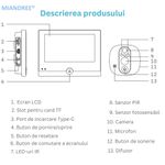Casa si Gradina - Electrice - Smart Home - Control acces si accesorii - Vizor Electronic Inteligent Wi-Fi, MIANDREE®, Camera 1080P HD, LCD 4.3 Inch, Senzor Miscare, Audio Bidirectional - Infinity.ro