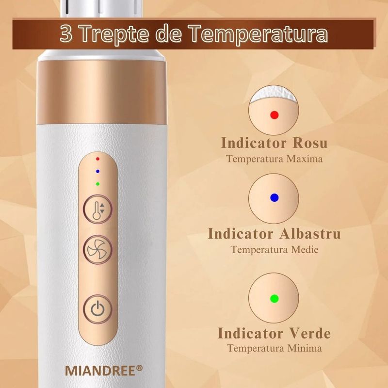 Ingrijire personala si Cosmetice - Aparate & accesorii ingrijire personala - Hair styling - Uscatoare de par - Set Uscator de Par 7 in 1 MIANDREE®, 1400W, Ondulator cu Absorbtie Automata, Difuzor, Perie Indreptare - Infinity.ro
