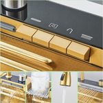 Casa si Gradina - Sanitare - Chiuveta bucatarie si accesorii - Chiuvete bucatarie - Chiuveta bucatarie multifunctionala, Dus Extractabil, Tocator Lemn, LCD Temperatura, 2 Jeturi Apa, Auriu, 75x46 cm - Infinity.ro