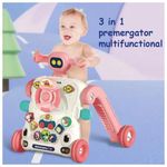 Jucarii, Copii si Bebe - Carucioare si articole de transport - Premergatoare - Antemergator Cu Centru De Activitati Multifunctional 3 In 1 WePro Store, Lumini, Sunete, Roti Antiderapante, Roz, 6 + - Infinity.ro