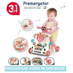 Jucarii, Copii si Bebe - Carucioare si articole de transport - Premergatoare - Antemergator Cu Centru De Activitati Multifunctional 3 In 1 WePro Store, Lumini, Sunete, Roti Antiderapante, Roz, 6 + - Infinity.ro