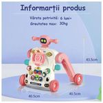 Jucarii, Copii si Bebe - Carucioare si articole de transport - Premergatoare - Antemergator Cu Centru De Activitati Multifunctional 3 In 1 WePro Store, Lumini, Sunete, Roti Antiderapante, Roz, 6 + - Infinity.ro