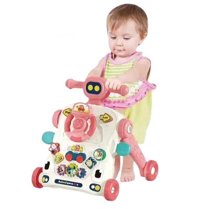 Jucarii, Copii si Bebe - Carucioare si articole de transport - Premergatoare - Antemergator Cu Centru De Activitati Multifunctional 3 In 1 WePro Store, Lumini, Sunete, Roti Antiderapante, Roz, 6 + - Infinity.ro