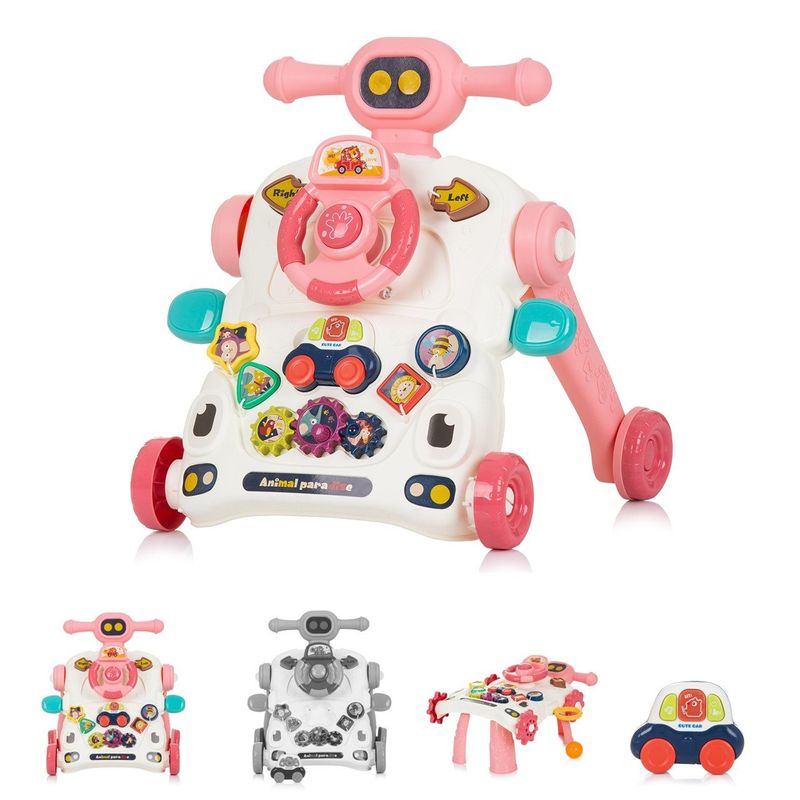 Jucarii, Copii si Bebe - Carucioare si articole de transport - Premergatoare - Antemergator Cu Centru De Activitati Multifunctional 3 In 1 WePro Store, Lumini, Sunete, Roti Antiderapante, Roz, 6 + - Infinity.ro