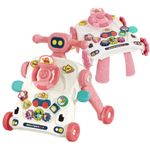 Jucarii, Copii si Bebe - Carucioare si articole de transport - Premergatoare - Antemergator Cu Centru De Activitati Multifunctional 3 In 1 WePro Store, Lumini, Sunete, Roti Antiderapante, Roz, 6 + - Infinity.ro