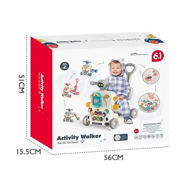 Jucarii, Copii si Bebe - Carucioare si articole de transport - Premergatoare - Premergator si Antemergator Multifunctional 6 in 1, Balansoar, Trotineta, Scuter, Centru Activitati, Gri, 6 Luni+ - Infinity.ro