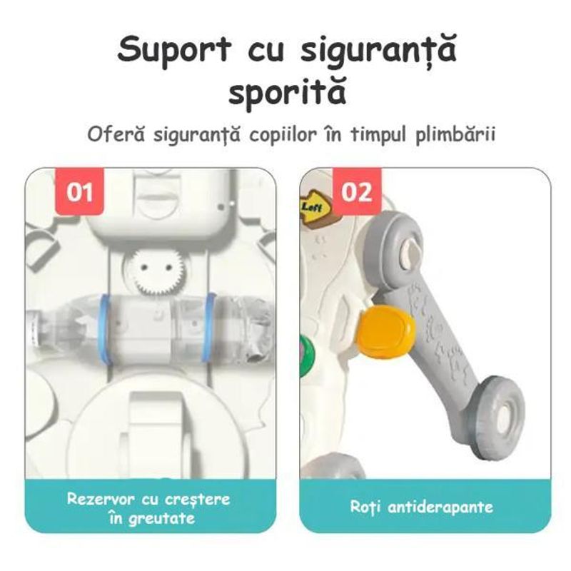 Jucarii, Copii si Bebe - Carucioare si articole de transport - Premergatoare - Antemergator Cu Centru De Activitati Multifunctional 3 In 1 WePro Store, Mod Anti-Rasturnare, Lumini, Sunete, Gri, 6+ - Infinity.ro