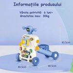 Jucarii, Copii si Bebe - Carucioare si articole de transport - Premergatoare - Premergator si Antemergator Multifunctional 5 in 1, Trotineta, Scuter, Mers, Centru Activitati, Albastru, 6 Luni+ - Infinity.ro