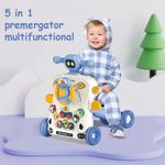 Jucarii, Copii si Bebe - Carucioare si articole de transport - Premergatoare - Premergator si Antemergator Multifunctional 5 in 1, Trotineta, Scuter, Mers, Centru Activitati, Albastru, 6 Luni+ - Infinity.ro
