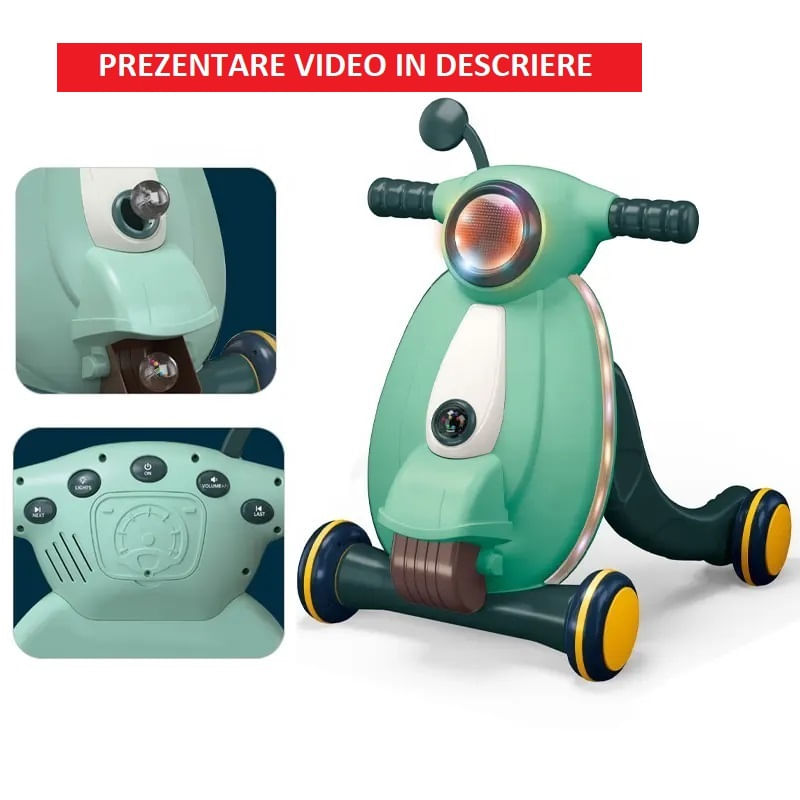 Jucarii, Copii si Bebe - Carucioare si articole de transport - Premergatoare - Antemergator cu sunete si lumini WePro Store, panou de control, joc cu mingea, viteza reglabila, Verde, 12 luni + - Infinity.ro