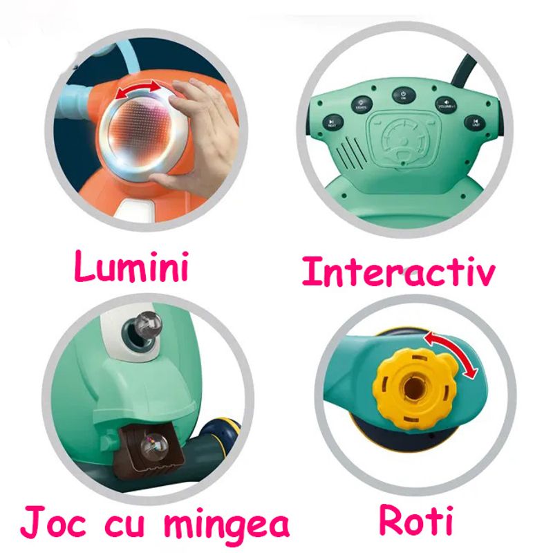 Jucarii, Copii si Bebe - Carucioare si articole de transport - Premergatoare - Antemergator cu sunete si lumini WePro Store, panou de control, joc cu mingea, viteza reglabila, Verde, 12 luni + - Infinity.ro