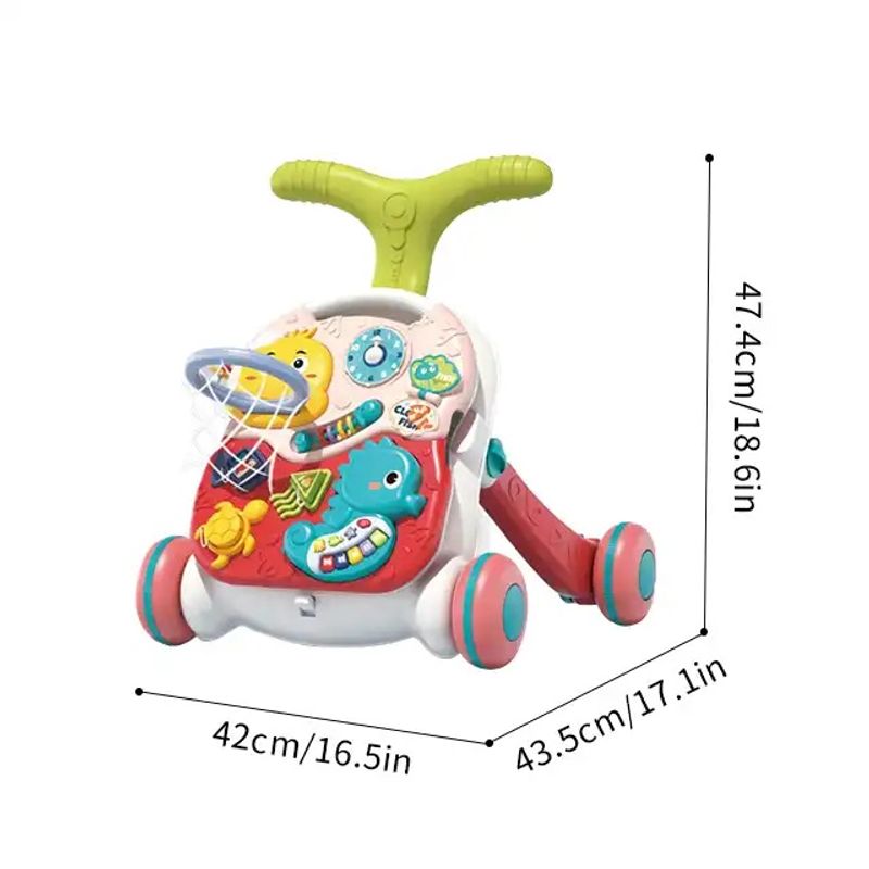 Jucarii, Copii si Bebe - Carucioare si articole de transport - Premergatoare - Antemergator Interactiv Cu Sunete Si Lumini 3 In 1 WePro Store, Inaltime Si Viteza Reglabile, Masuta Si Tabla, Rosu - Infinity.ro
