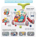 Jucarii, Copii si Bebe - Carucioare si articole de transport - Premergatoare - Antemergator Interactiv Cu Sunete Si Lumini 3 In 1 WePro Store, Inaltime Si Viteza Reglabile, Masuta Si Tabla, Rosu - Infinity.ro