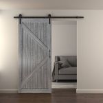 Casa si Gradina - Constructii - Usi interior, exterior si garaj - Usi interior - Set usa glisanta tip hambar, gri, 213x96.5x3.5 cm - Infinity.ro