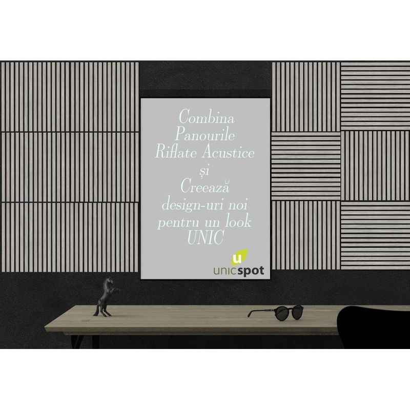Casa si Gradina - Gradina si terasa - Garduri, panouri si accesorii - Set 4 buc Panou riflat acustic, gri, UnicSpot, 60x60x2.1 cm - Infinity.ro