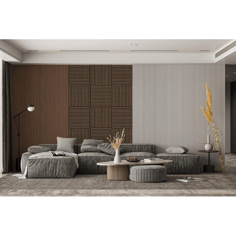 Casa si Gradina - Gradina si terasa - Garduri, panouri si accesorii - Set 4 buc Panou riflat acustic, nuc, UnicSpot, 60x60x2.1 cm - Infinity.ro