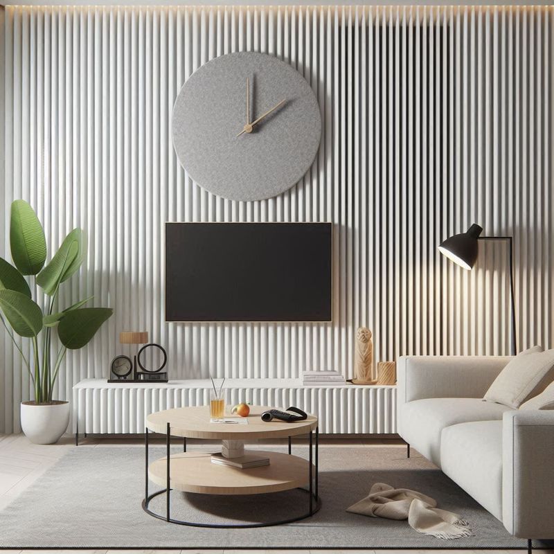 Casa si Gradina - Gradina si terasa - Garduri, panouri si accesorii - Panou riflat acustic, alb, fetru gri, UnicSpot, 240x60x2.1 cm - Infinity.ro