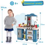 Jucarii, Copii si Bebe - Jucarii si jocuri - Jucarii de rol - Bucatarii copii - Bucatarie Pentru Copii, Circuit de Apa Real, Cuptor si Plita, Sunete si Lumini, 67 Piese, Albastra, 3 Ani + - Infinity.ro