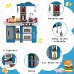 Jucarii, Copii si Bebe - Jucarii si jocuri - Jucarii de rol - Bucatarii copii - Bucatarie Pentru Copii, Circuit de Apa Real, Cuptor si Plita, Sunete si Lumini, 67 Piese, Albastra, 3 Ani + - Infinity.ro