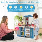 Jucarii, Copii si Bebe - Jucarii si jocuri - Jucarii de rol - Bucatarii copii - Bucatarie Pentru Copii, Circuit de Apa Real, Cuptor si Plita, Sunete si Lumini, 67 Piese, Albastra, 3 Ani + - Infinity.ro