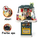 Jucarii, Copii si Bebe - Jucarii si jocuri - Jucarii de rol - Bucatarii copii - Bucatarie pentru Copii, Circuit de Apa Real, Cuptor si Plita, Sunete si Lumini, 64 Piese Accesorii, Verde, 3 Ani+ - Infinity.ro