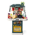 Jucarii, Copii si Bebe - Jucarii si jocuri - Jucarii de rol - Bucatarii copii - Bucatarie pentru Copii, Circuit de Apa Real, Cuptor si Plita, Sunete si Lumini, 64 Piese Accesorii, Verde, 3 Ani+ - Infinity.ro