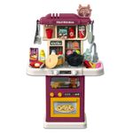 Jucarii, Copii si Bebe - Jucarii si jocuri - Jucarii de rol - Bucatarii copii - Bucatarie Pentru Copii WePro Store, Circuit De Apa Real, Cuptor Si Plita, Sunete, Lumini, 64 Piese, Violet, 3 Ani + - Infinity.ro