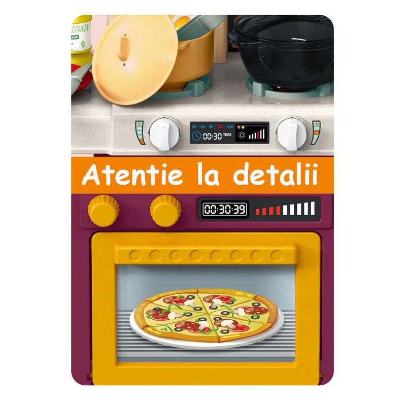 Jucarii, Copii si Bebe - Jucarii si jocuri - Jucarii de rol - Bucatarii copii - Bucatarie Pentru Copii WePro Store, Circuit De Apa Real, Cuptor Si Plita, Sunete, Lumini, 64 Piese, Violet, 3 Ani + - Infinity.ro