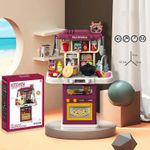 Jucarii, Copii si Bebe - Jucarii si jocuri - Jucarii de rol - Bucatarii copii - Bucatarie Pentru Copii WePro Store, Circuit De Apa Real, Cuptor Si Plita, Sunete, Lumini, 64 Piese, Violet, 3 Ani + - Infinity.ro