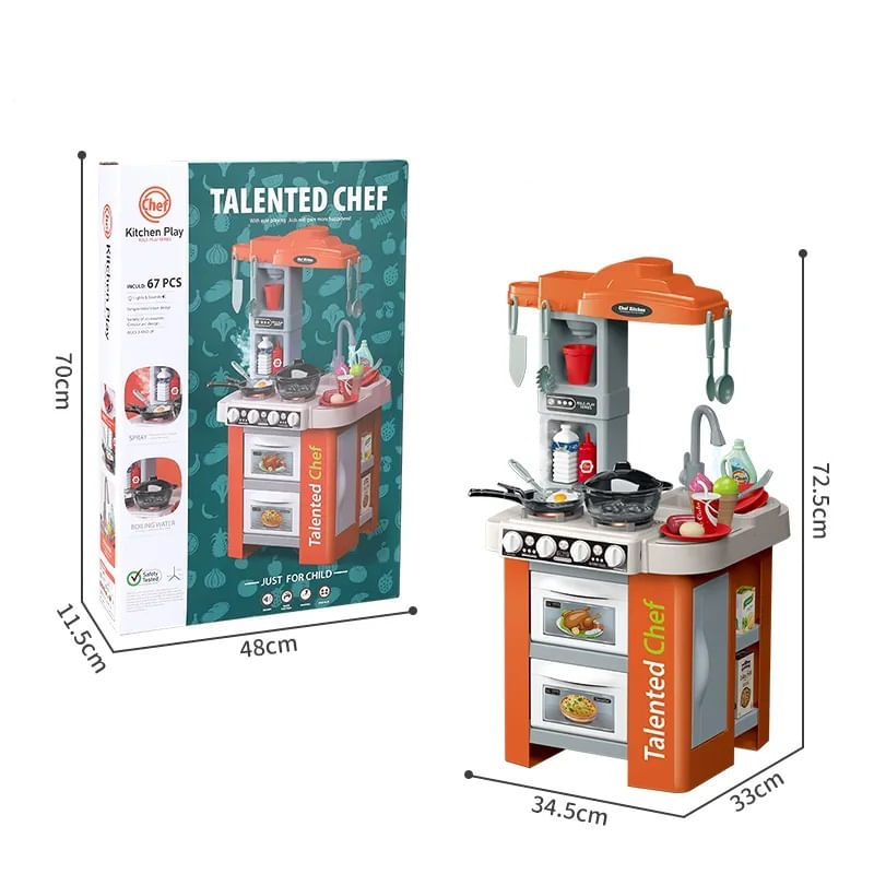 Jucarii, Copii si Bebe - Jucarii si jocuri - Jucarii de rol - Bucatarii copii - Bucatarie Pentru Copii, Circuit de Apa Real, Cuptor si Plita, Sunete si Lumini, Accesorizata Complet, Portocalie, 3Ani + - Infinity.ro