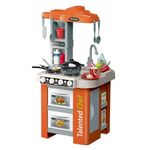 Jucarii, Copii si Bebe - Jucarii si jocuri - Jucarii de rol - Bucatarii copii - Bucatarie Pentru Copii, Circuit de Apa Real, Cuptor si Plita, Sunete si Lumini, Accesorizata Complet, Portocalie, 3Ani + - Infinity.ro