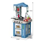 Jucarii, Copii si Bebe - Jucarii si jocuri - Jucarii de rol - Bucatarii copii - Bucatarie Pentru Copii, Circuit De Apa Real, Cuptor Si Plita, Sunete Si Lumini, Accesorii Complet, Albastra, 3 Ani + - Infinity.ro