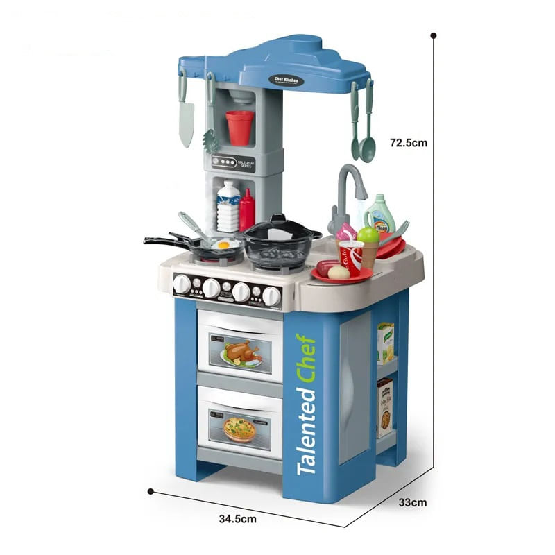 Jucarii, Copii si Bebe - Jucarii si jocuri - Jucarii de rol - Bucatarii copii - Bucatarie Pentru Copii, Circuit De Apa Real, Cuptor Si Plita, Sunete Si Lumini, Accesorii Complet, Albastra, 3 Ani + - Infinity.ro
