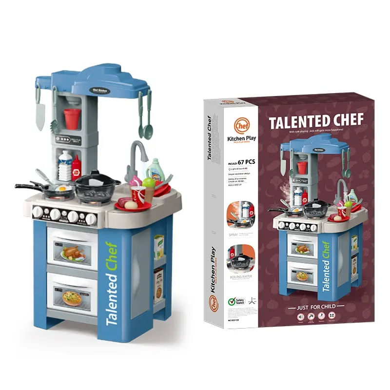 Jucarii, Copii si Bebe - Jucarii si jocuri - Jucarii de rol - Bucatarii copii - Bucatarie Pentru Copii, Circuit De Apa Real, Cuptor Si Plita, Sunete Si Lumini, Accesorii Complet, Albastra, 3 Ani + - Infinity.ro
