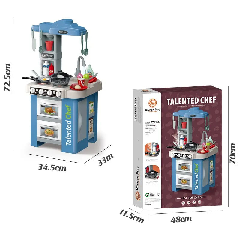 Jucarii, Copii si Bebe - Jucarii si jocuri - Jucarii de rol - Bucatarii copii - Bucatarie Pentru Copii, Circuit De Apa Real, Cuptor Si Plita, Sunete Si Lumini, Accesorii Complet, Albastra, 3 Ani + - Infinity.ro