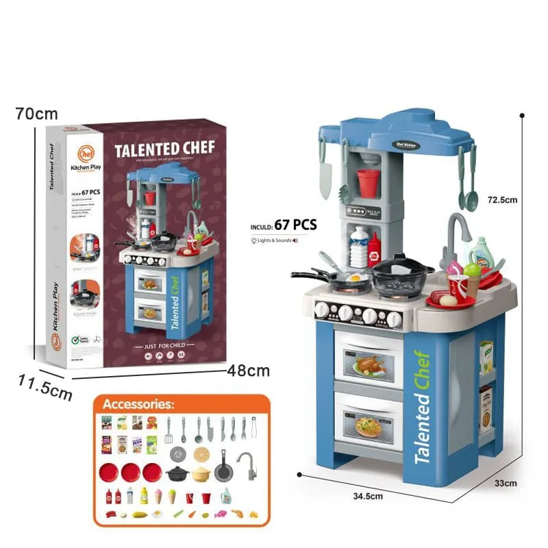 Jucarii, Copii si Bebe - Jucarii si jocuri - Jucarii de rol - Bucatarii copii - Bucatarie Pentru Copii, Circuit De Apa Real, Cuptor Si Plita, Sunete Si Lumini, Accesorii Complet, Albastra, 3 Ani + - Infinity.ro