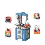 Jucarii, Copii si Bebe - Jucarii si jocuri - Jucarii de rol - Bucatarii copii - Bucatarie Pentru Copii, Circuit De Apa Real, Cuptor Si Plita, Sunete Si Lumini, Accesorii Complet, Albastra, 3 Ani + - Infinity.ro