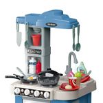 Jucarii, Copii si Bebe - Jucarii si jocuri - Jucarii de rol - Bucatarii copii - Bucatarie Pentru Copii, Circuit De Apa Real, Cuptor Si Plita, Sunete Si Lumini, Accesorii Complet, Albastra, 3 Ani + - Infinity.ro