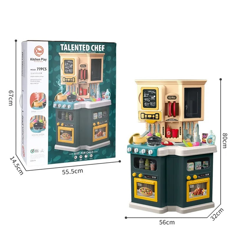 Jucarii, Copii si Bebe - Jucarii si jocuri - Jucarii de rol - Bucatarii copii - Bucatarie Pentru Copii, Circuit De Apa Real, Cuptor Si Plita, Sunete Si Lumini, Accesorizata Complet, Verde, 3 Ani + - Infinity.ro