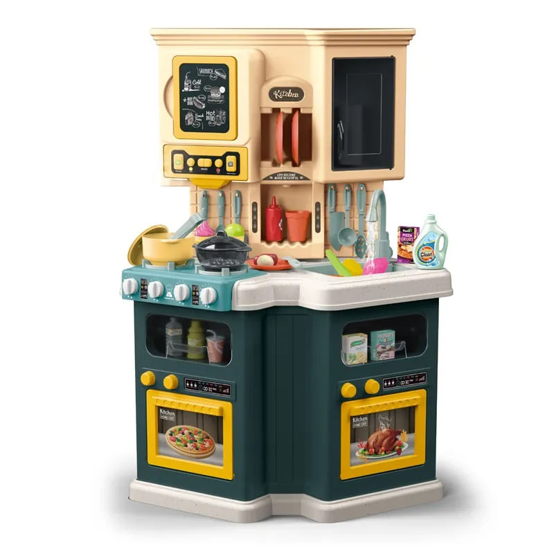 Jucarii, Copii si Bebe - Jucarii si jocuri - Jucarii de rol - Bucatarii copii - Bucatarie Pentru Copii, Circuit De Apa Real, Cuptor Si Plita, Sunete Si Lumini, Accesorizata Complet, Verde, 3 Ani + - Infinity.ro
